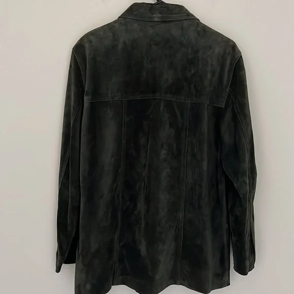 StJohns Bay Women’s Leather (suede) Jacket Buttons down Colour Dark Green - Picture 3 of 4